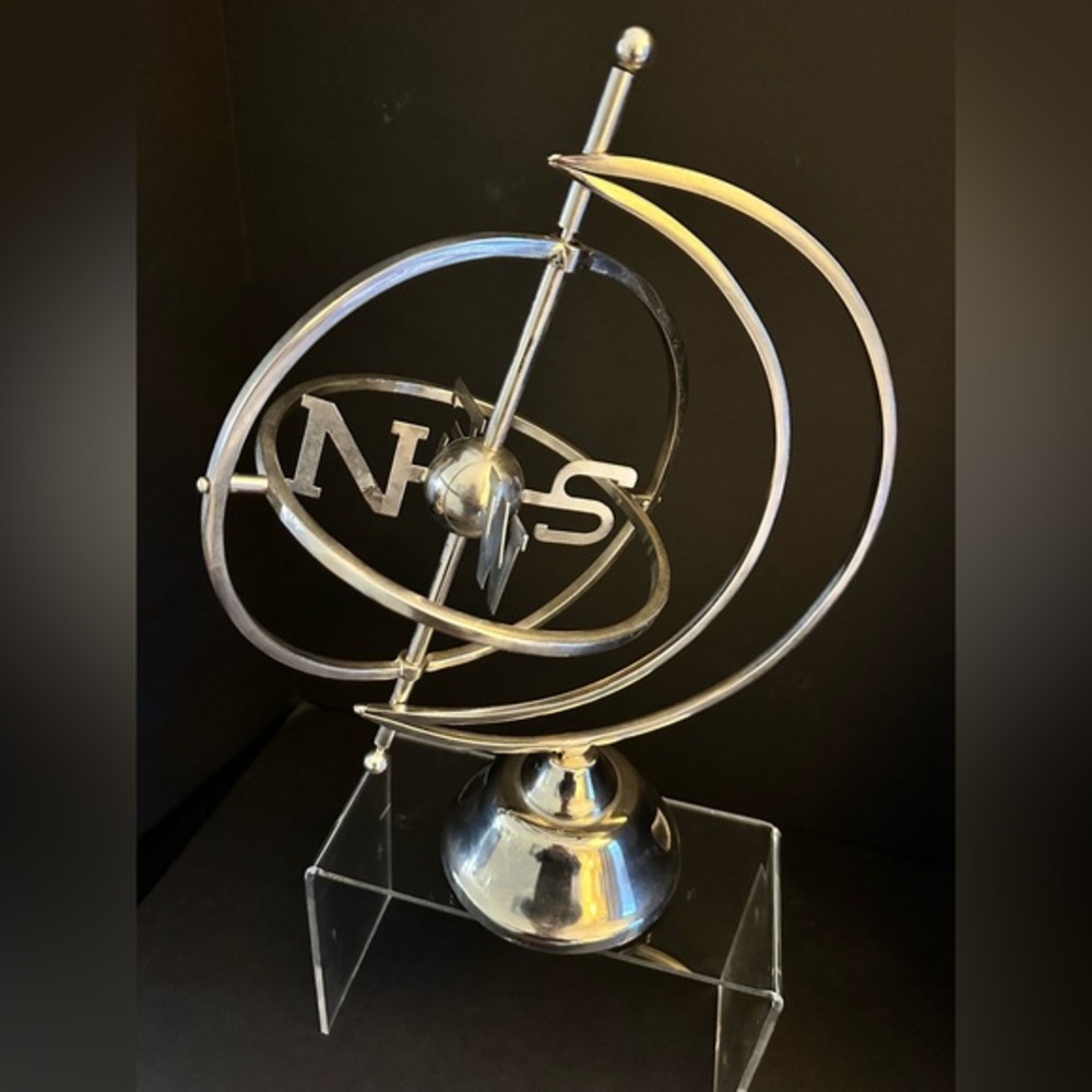 Vintage Mid Century Modern Chrome Armillary Celestial Globe Compass 1960s
